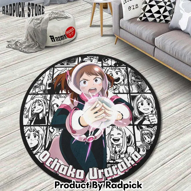 Ochako uraraka manga mix round rug custom my hero academia anime circle carpet  rp5958418